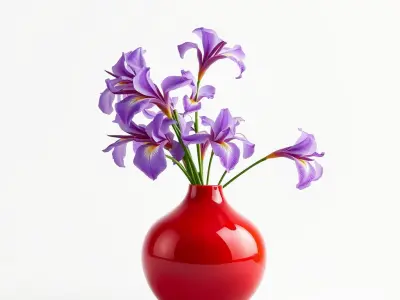 Crimson Vase with Violet Irises D model pack Low-poly 3D model