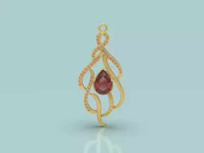 Fancy Gold Pendant - 0118 3D print model