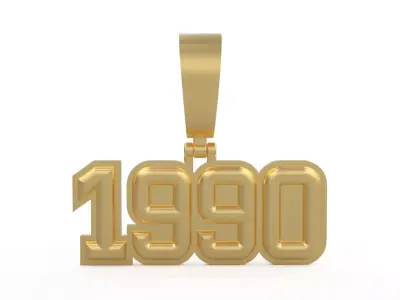 Model 1170 Number 1990 Necklace Curved With Border 3D print model