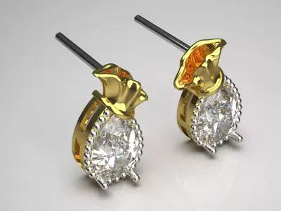 Diamond Bag Stud Earrings je0101 3D print model