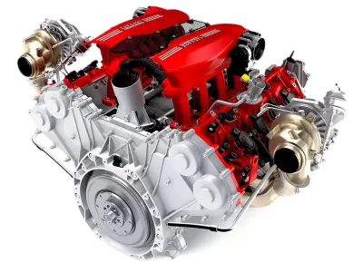 Twin Turbo V8 Engine High Detailed 3D model