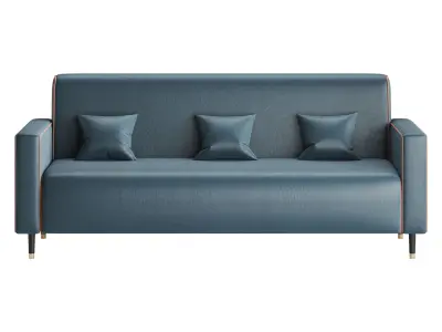 Modern Faux Leather Sofa 3D model