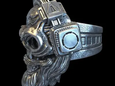 Skull ring with headphone vol1 jewelry 3D print model