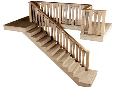 Wooden stair F021  3D model