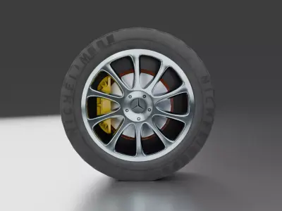 Realistic Car Wheel with Brake System 3D model