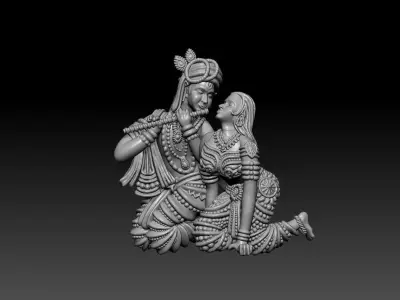 Radha Krishna Pendant 3D print model