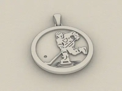 hockey player pendant 3D print model