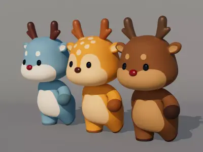 Rigged Cartoon Deer Low-poly 3D model