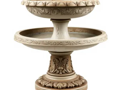 Elegant Garden Fountain Model Pack Low-poly 3D model