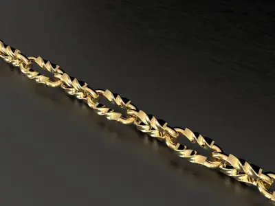 Tiffany chain link bracelet or necklace twist model sizes pack 3D print model