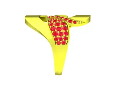 Luxury Curved Pave Gemstone Ring 3D Model for Fine Jewelry  5017 3D print model