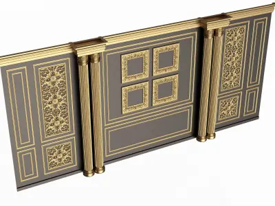 Boiserie Classic Wall with Mouldings 014 Black Low-poly 3D model