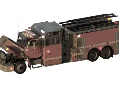 DETAILED FIRETRUCK WITH EQUIPMENT 3D model