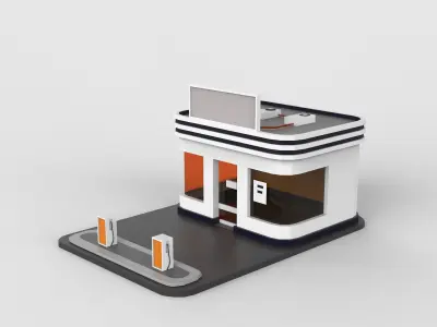 gas station Low-poly 3D model
