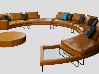 Add Look Round Luxury Designer Leather Sofa 3D model