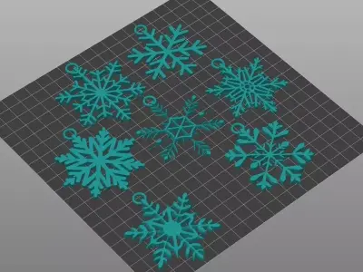 7 Printable Snowflakes - Christmas Tree Decorations 3D print model