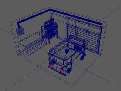 Interior isolated room modeling Low-poly 3D model