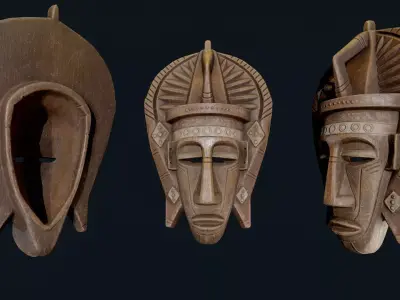 African Decor Mask 6 Low-poly 3D model