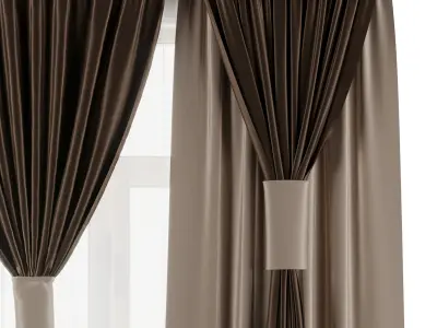 Curtains with Roman blinds Low-poly 3D model