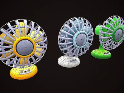 SMALL FAN CARTOON STYLIZED SUMMER Low-poly 3D model