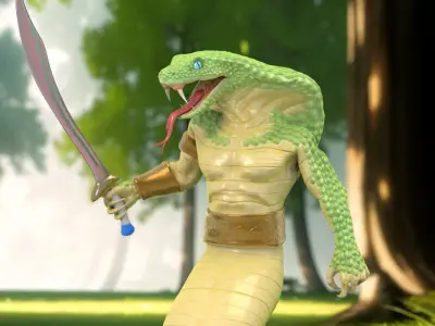 Naga - Daz3d or Poser - Rigged Snake Person Low-poly 3D model