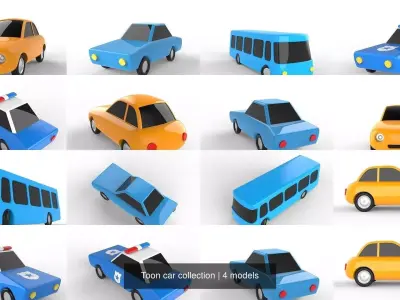 Toon car collection 3D Model Pack