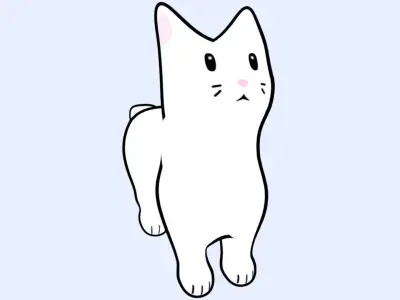 A Cat With A Toon Cell Shade Style 3D model