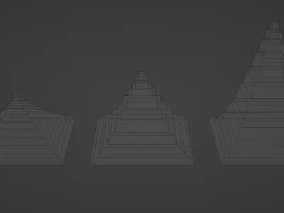 Curved Staired Pyramid - 3 Shapes Low-poly 3D model