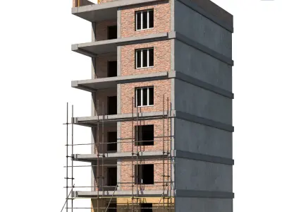 half-finished building Low-poly 3D model