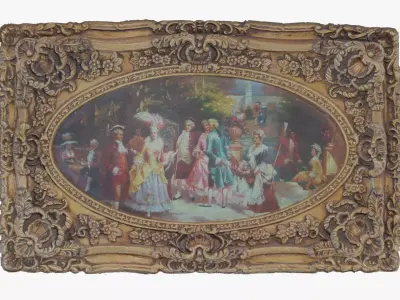 3D Scan Old Painting with classic gold frame 3 Low-poly 3D model