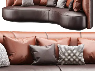 Annabel leather round sofa LS08  3D model