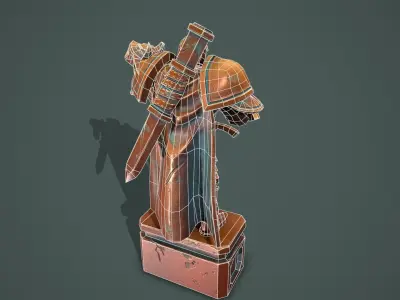 Statue knight Low-poly 3D model