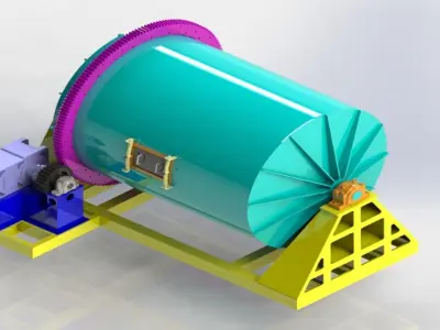 DECORATIVE STONE ROUNDING MILL ELECTRIC MOTOR AND REDUCER 3D model