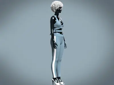 Ladies Ribbed gym Bralette with leggings 3D model