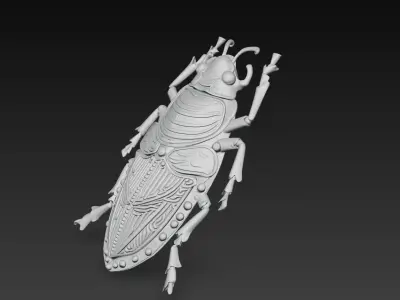 Golden Scarab Ornament - Luxury Insect Relief Sculpture 3D print model