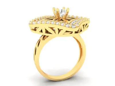 Luxury Square Halo Diamond Ring for Women  540 3D print model