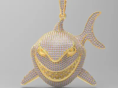 Shark diamond pendant 3D print model
