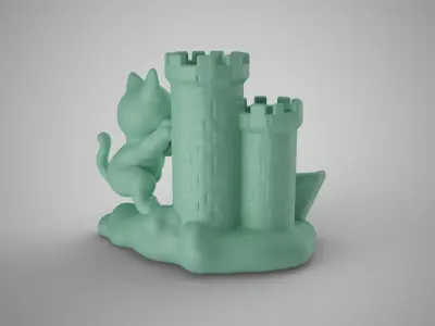 Castle Cat Pen Holder 3D print model