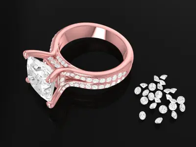 Luxury Diamond Solitaire Engagement Ring for Women  2367 3D print model