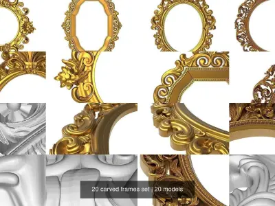 20 carved frames set 3D Model Collection