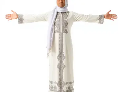 Elegant White Kaftan model pack Low-poly 3D model