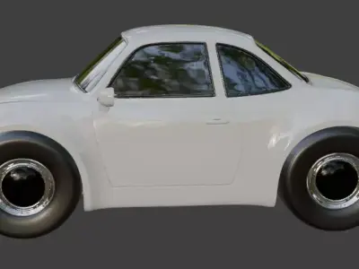 White Cartoon Car Model 3D print model