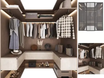 Wardrobe composition  with filling 3D model