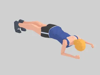 Plank  Exercise Woman Animation Low-poly 3D model