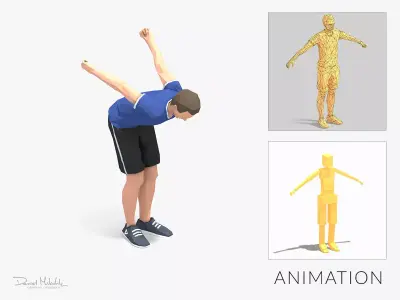 Jump Exercise Man Animation Low-poly 3D model
