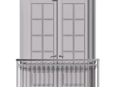 Classical facade window with a French balcony 3D model