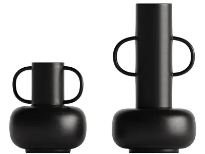 Modern Ebony Jug Vase Set Of 2 3D model