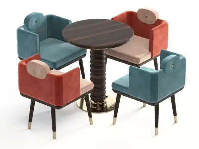 Mezzo Collection Chair and Dining Table 3D model