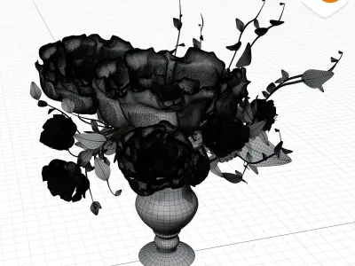 Roses in a vase 3D model