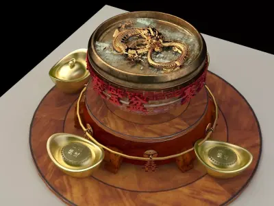 Chinese gold ingot 3D model